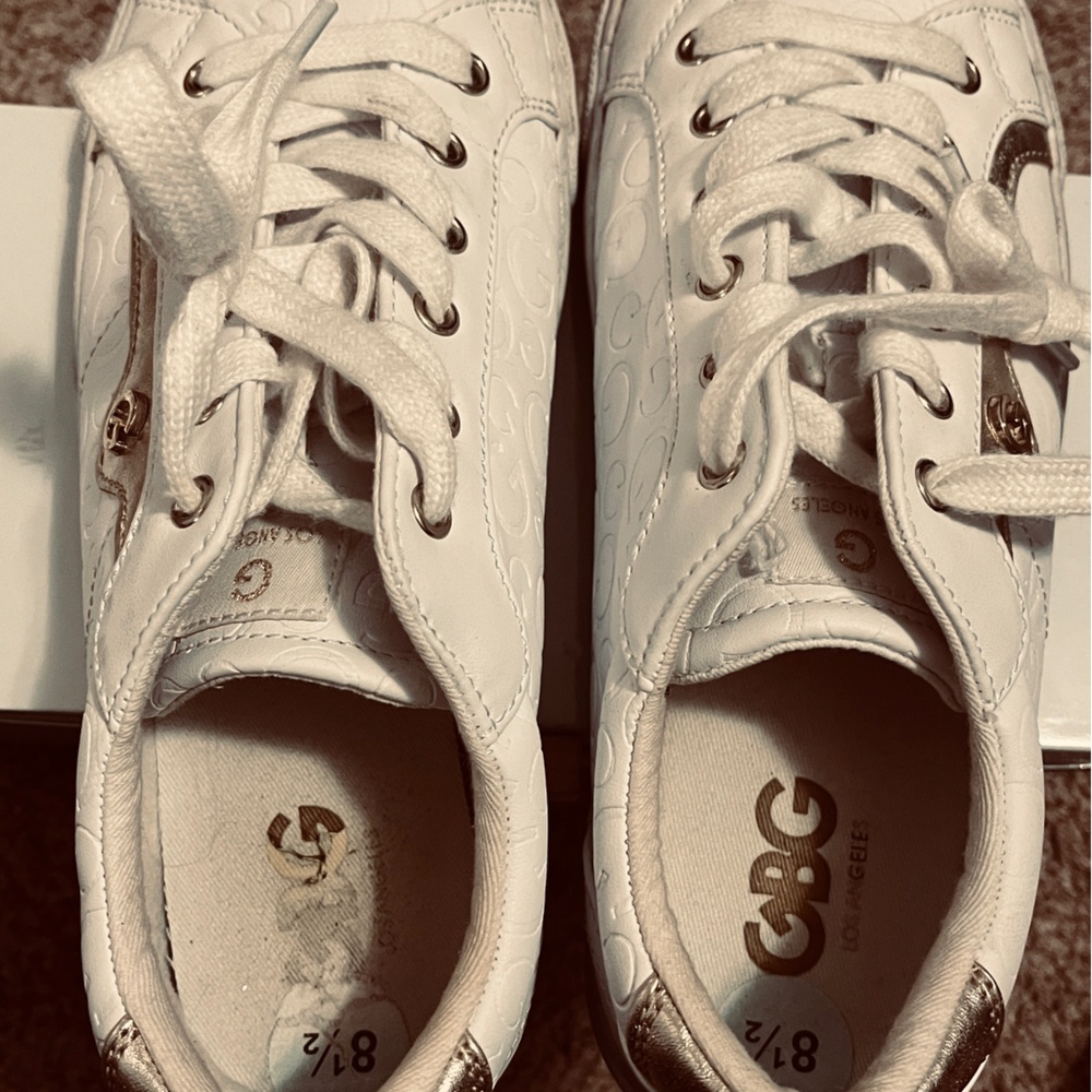 Size 8 1/2 white with gold trim GBG gym shoes